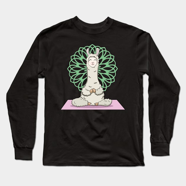 Yoga Llama Long Sleeve T-Shirt by LetsBeginDesigns